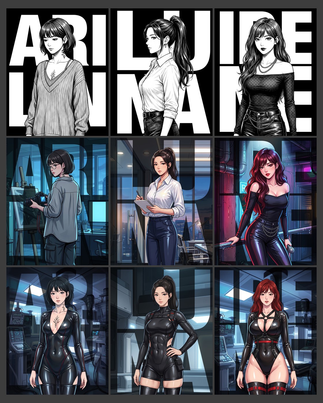 Luna・Ari・Irene 角色設定：線稿、上色、異界