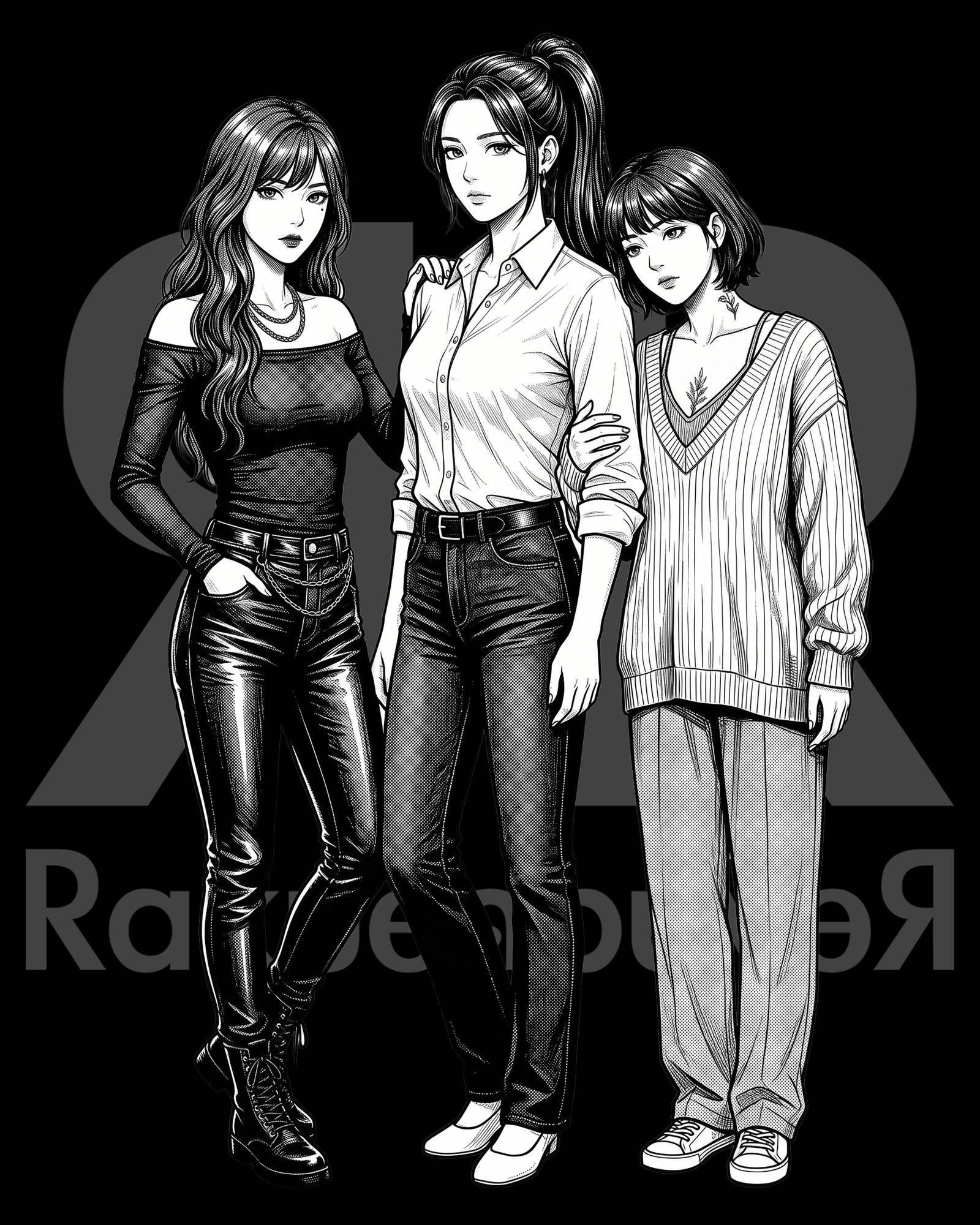 Irene Zang・Luna Liu・Ari Lin 三人線稿